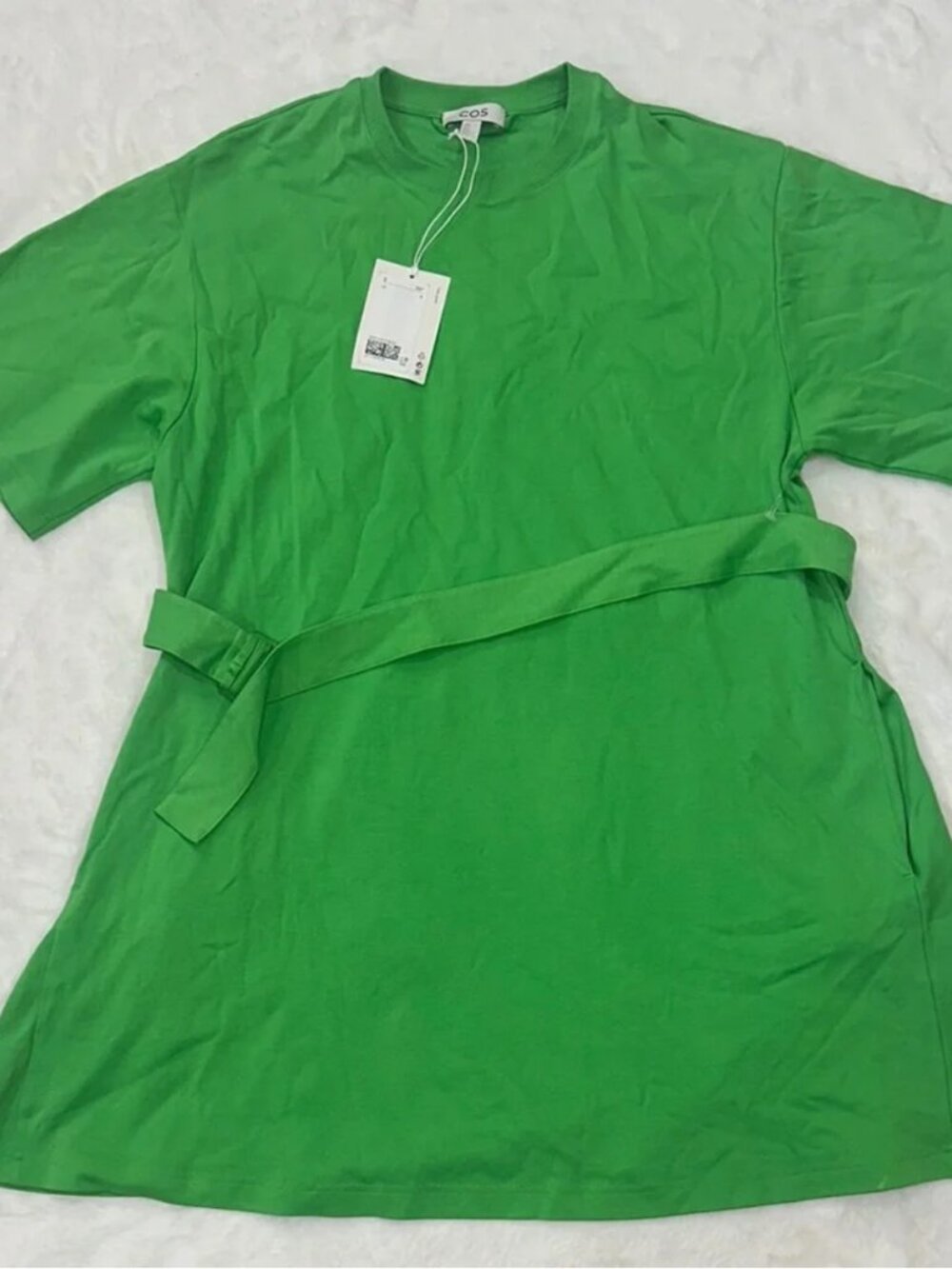 🔥🔥🔥NEW Cos Green T-Shirt Dress with Belt & Pockets (Damaged While Trying On)